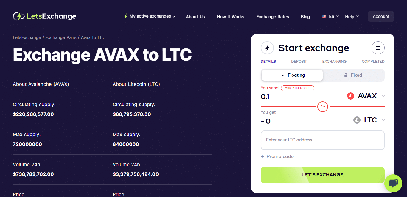 How to Exchange AVAX To LTC